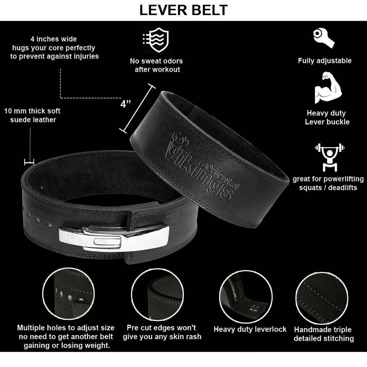 Heavy Leather Power Weight Lifting Lever Buckle Belt (without logo)