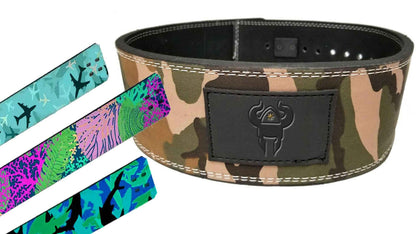 Custom Print LEVER BUCKLE SUEDE LEATHER POWER BELT