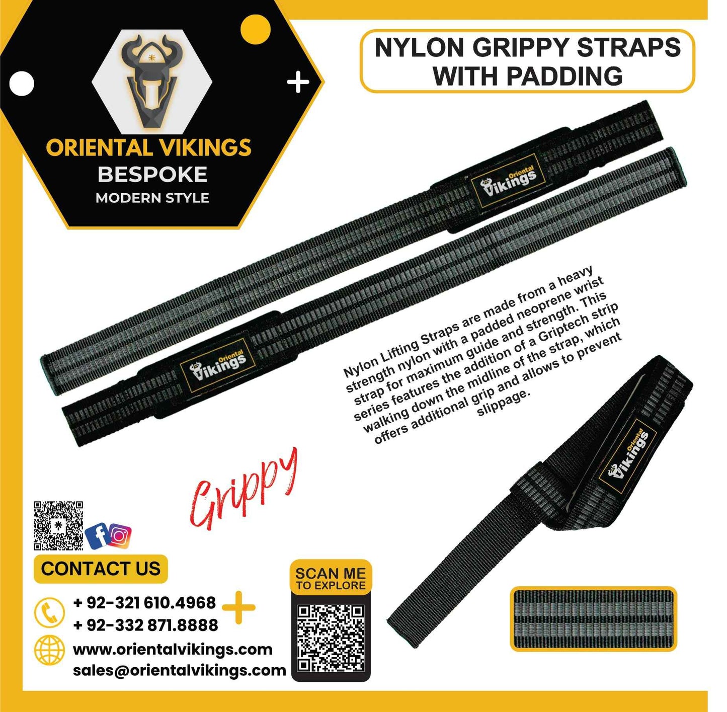 Lifting StrapsNYLON GRIPPY WEIGHTLIFTING STRAPS WITH PADDING
