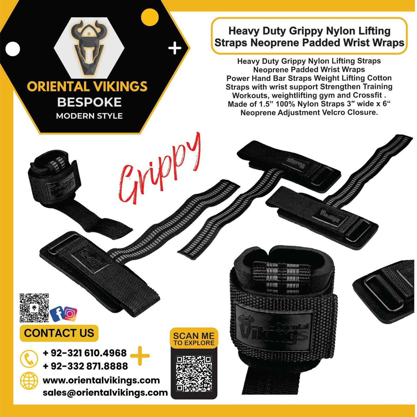Lifting StrapsNYLON GRIPPY WEIGHTLIFTING STRAPS WITH PADDING