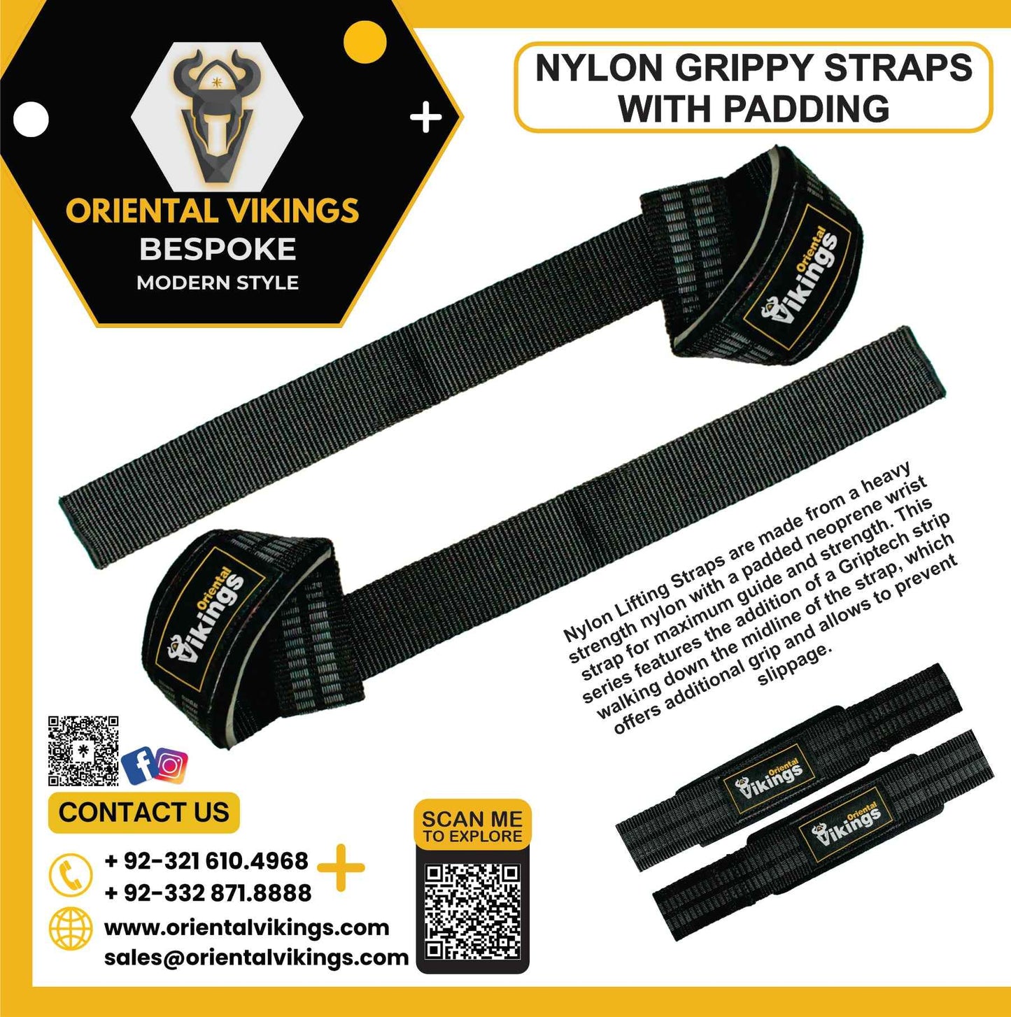 Lifting StrapsNYLON GRIPPY WEIGHTLIFTING STRAPS WITH PADDING