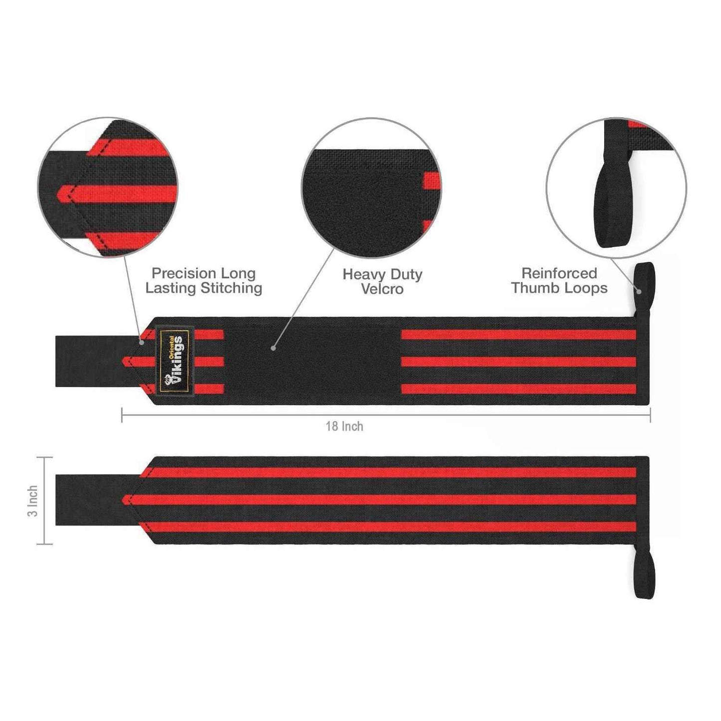 Heavy strength Wrist Wraps with Stripes